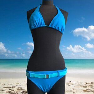 Billabong surf BLUE CRUSH era Vintage bikini pink belted halter top set RARE